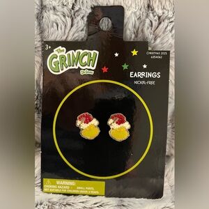 Grinch Face Rhinestone Earrings